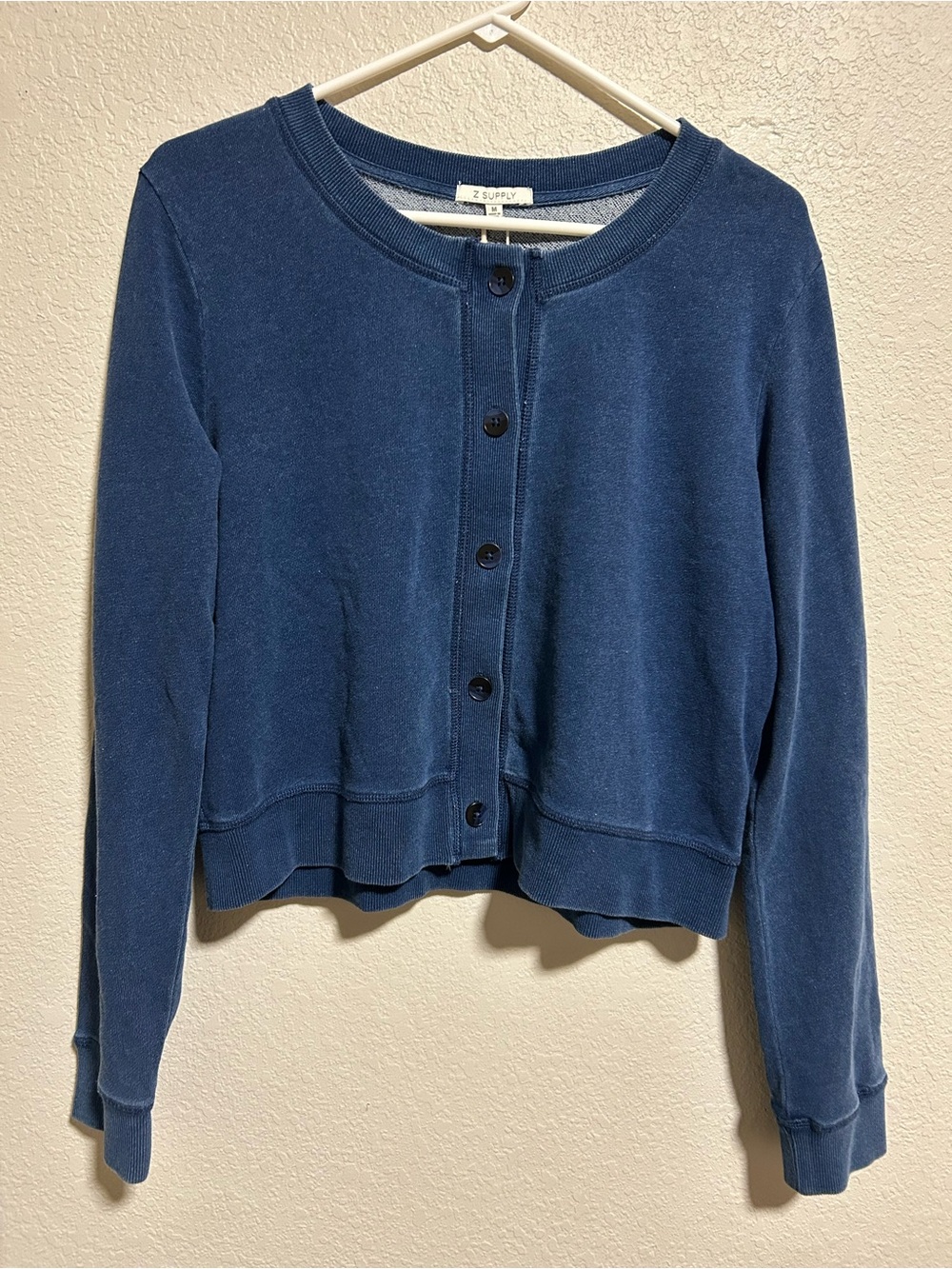 Z Supply Indigo Button Front Crewneck Cardigan